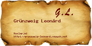 Grünzweig Leonárd névjegykártya